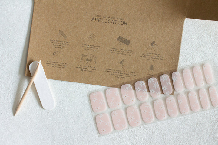 Frnka semi-cured gel nail wraps blush flowers | Australia