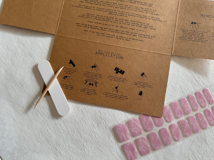 Frnka semi-cured gel nail wraps in Pink Marble | Australia