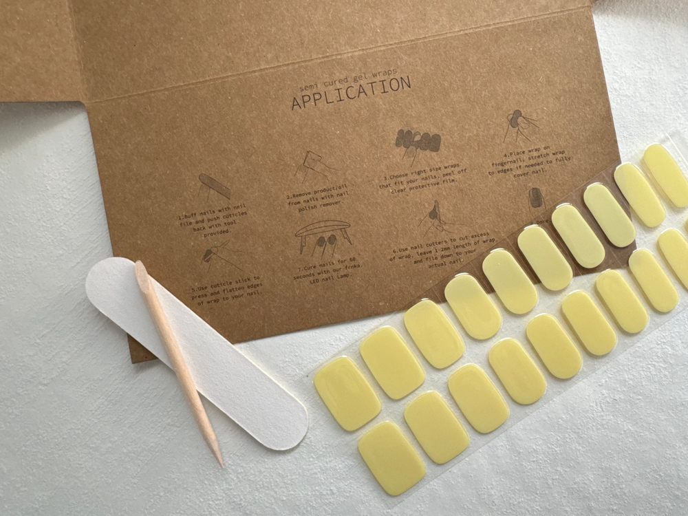 Frnka semi-cured gel nail wraps in Yellow | Australia