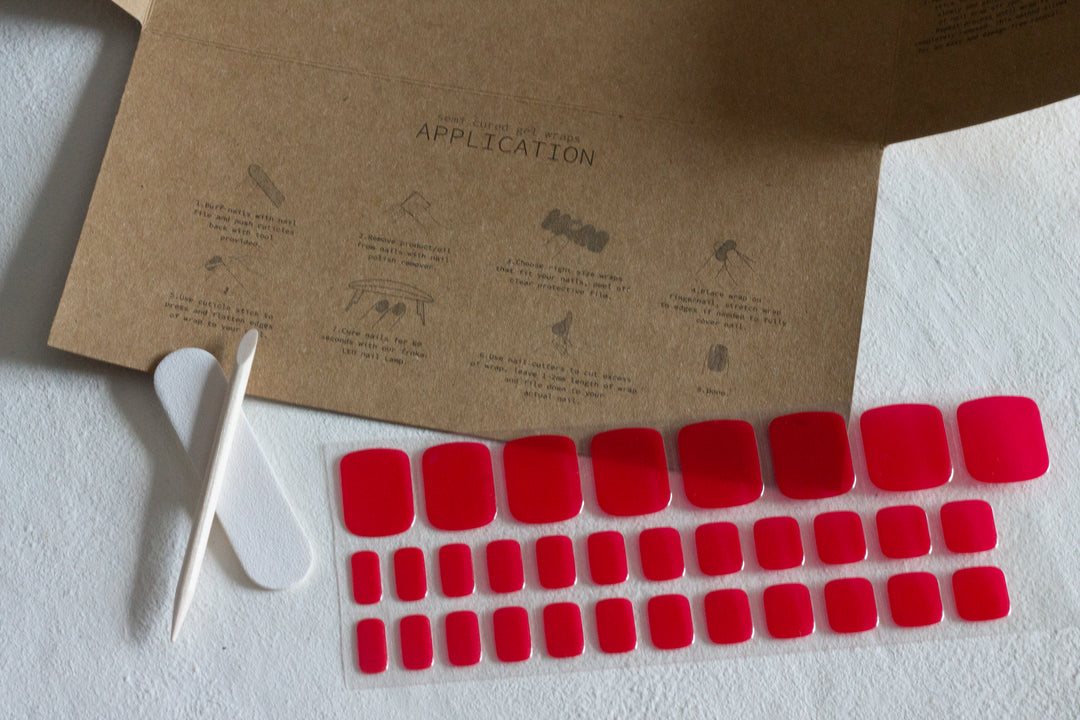 Frnka semi-cured gel nail wraps red pedi | Australia